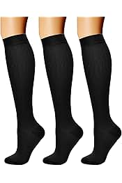 Compression Socks for Women & Men Circulation (3 Pairs) 15-20 mmHg is Best Support for Athletic Running Cycling
