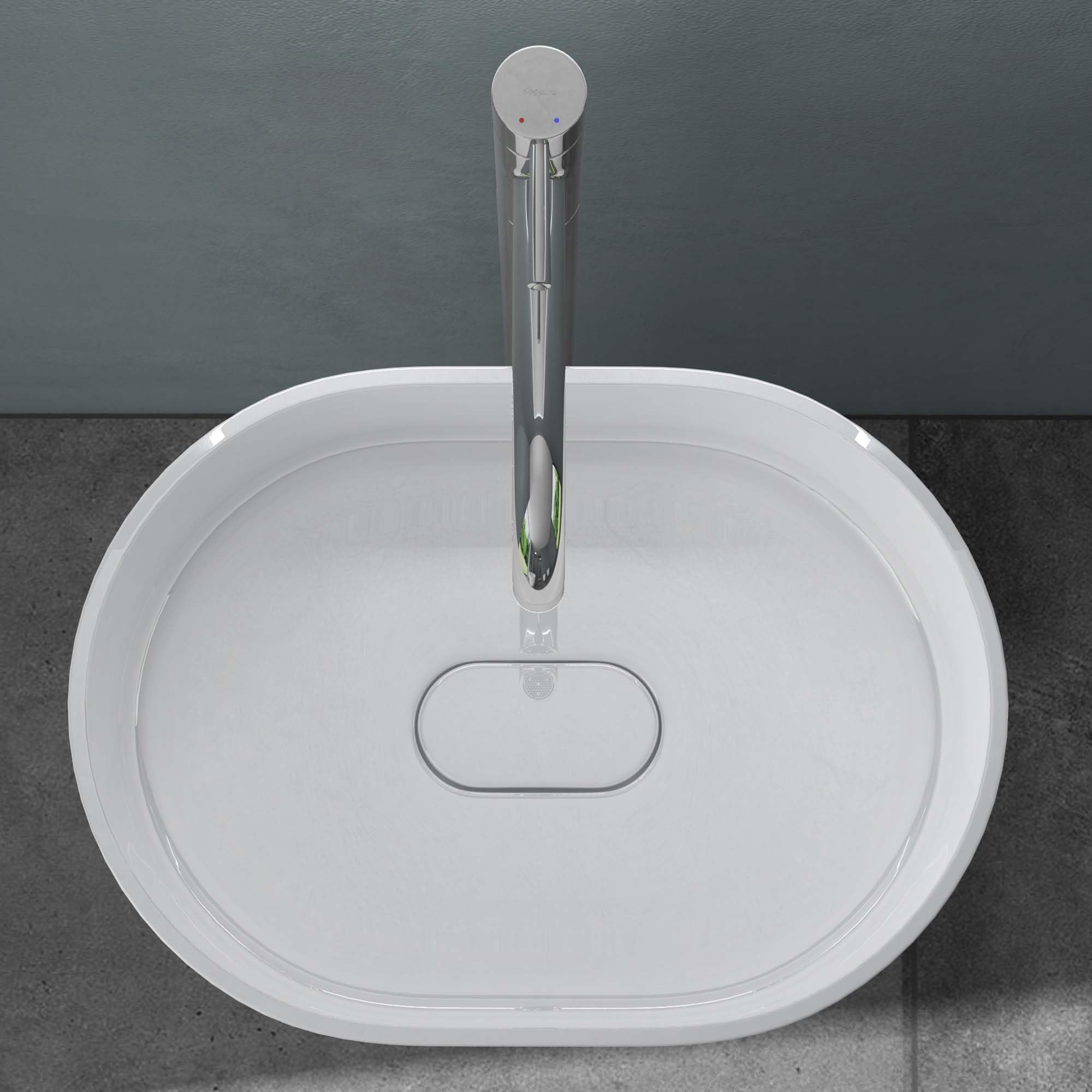 Mai & Mai Col37 Designer Freestanding Basin White Mineral Cast Washbasin 55 X 34 X 85 Cm - View #2