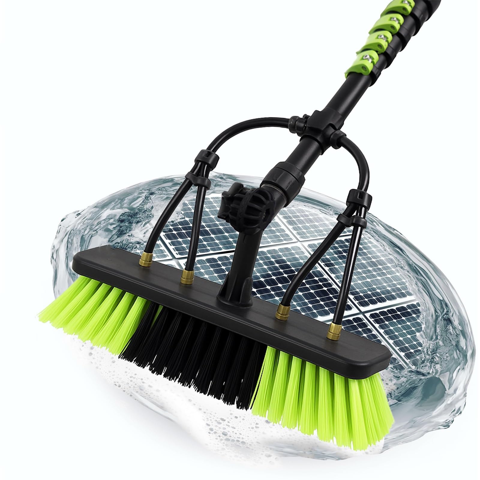 GHFXSCV High Altitude Solar Panel Cleaning Brush Kit - Telescopic Water Fed Pole for Window & Solar Panel Cleaning (Green 3.6M/11.8FT) - Extendable Reach & Efficient Cleaning