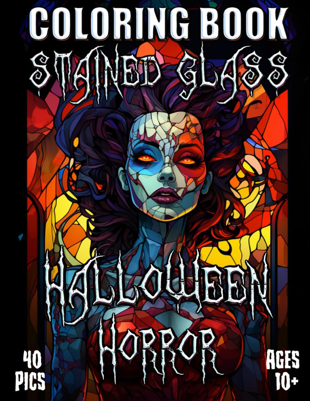 Stained Glass Halloween Horror Coloring Book: Macabre collection of scary images done in a unique style.