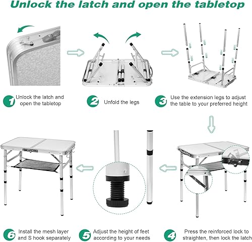 Miniatura 3 de Mesa plegable pequeña mesa de camping portátil de 2 pies