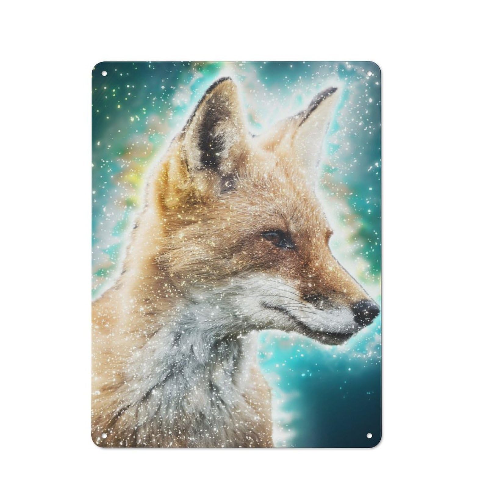 Junmoney Fox Face Wall Art Shed Style Metal Wall Decor 40X30cm, Tin Sign For Conservatory, Home Bar Or Utility Room