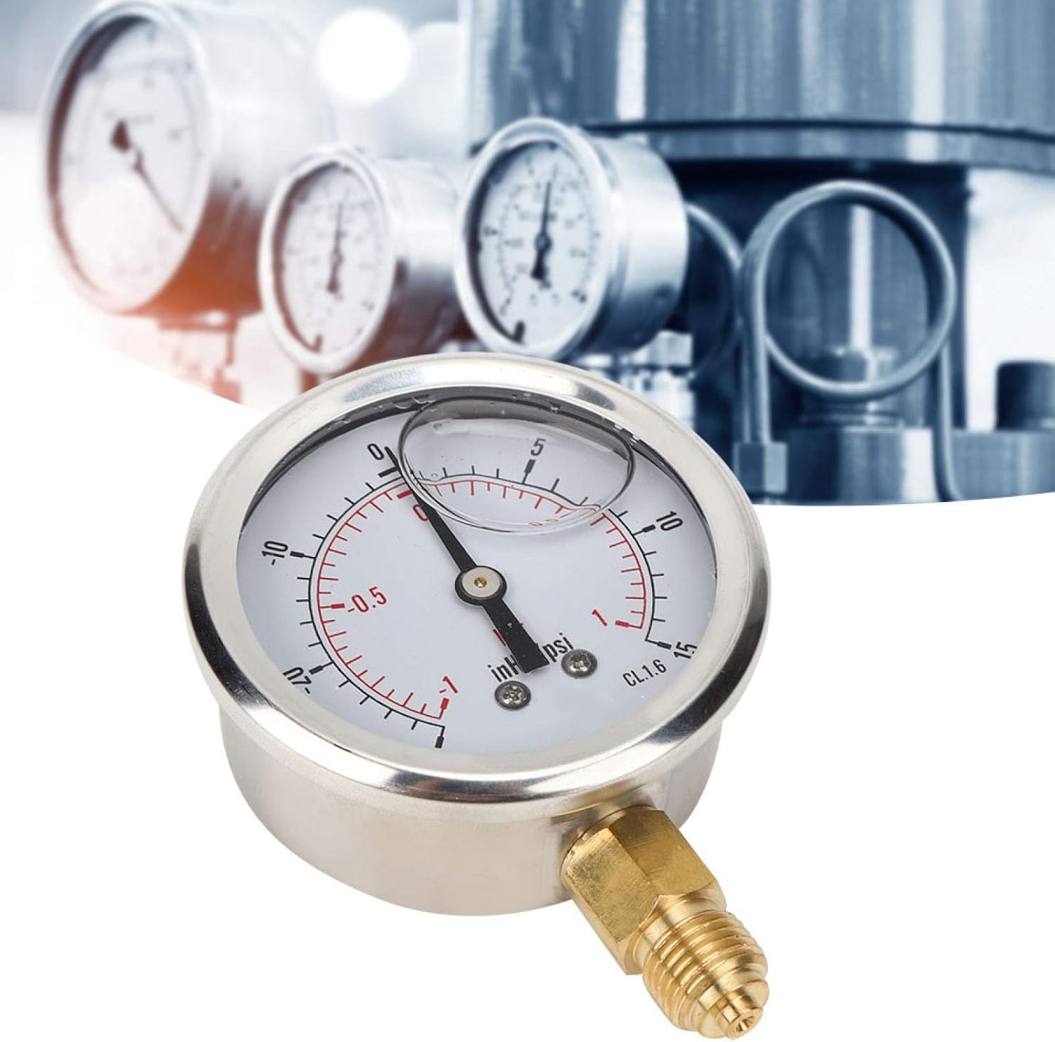Vacuum Pressure Gauge, Dual Scales Clear Dial Well Pump Pressure Gauge