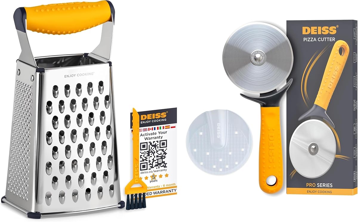 Deiss PRO Box Grater and Deiss Pro Heavy Duty Pizza Cutter