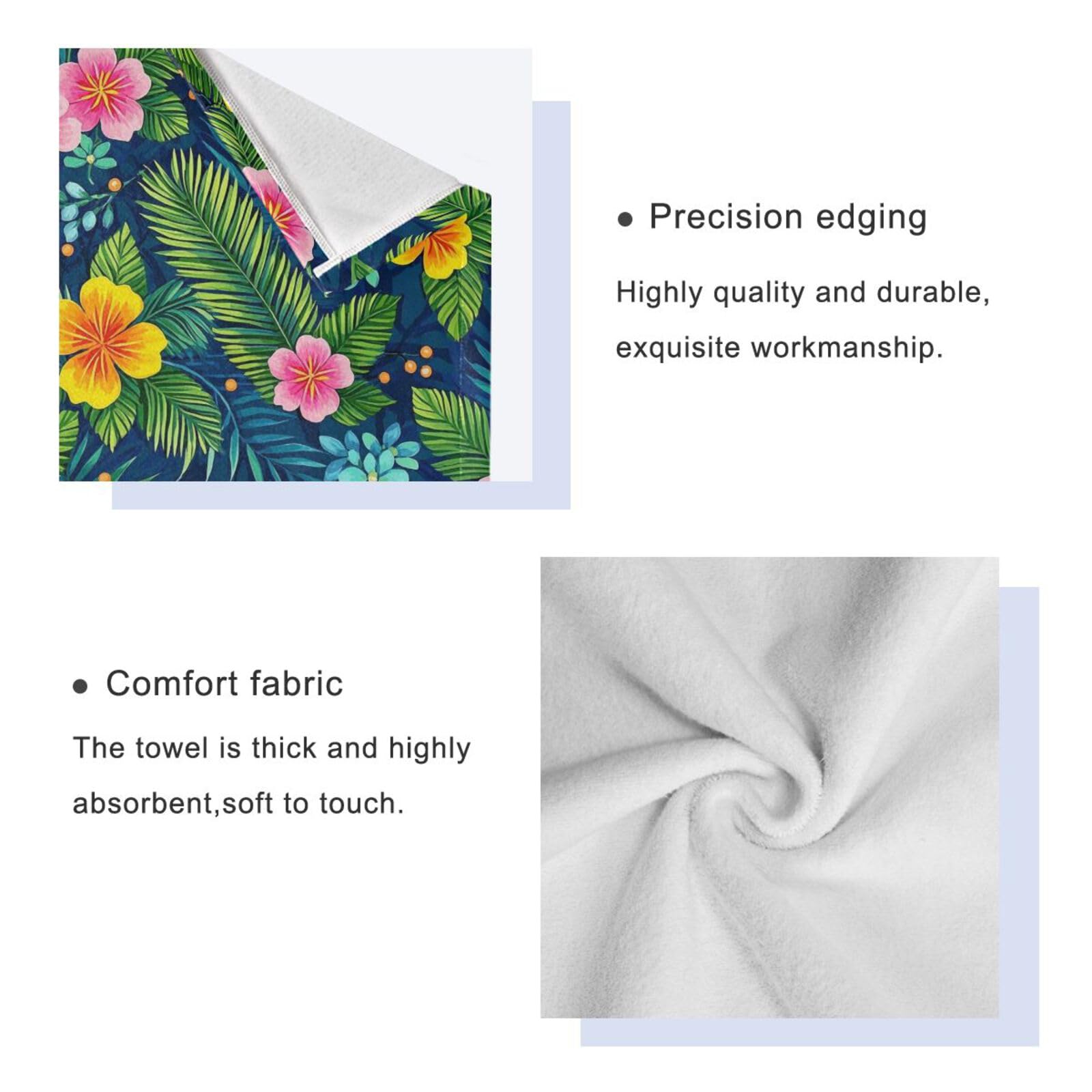 Set di 3 asciugamani decorativi colorati con foglie tropicali, 1 asciugamano da bagno, 1 asciugamano per le mani, 1 panno per la casa, cucina e famiglia