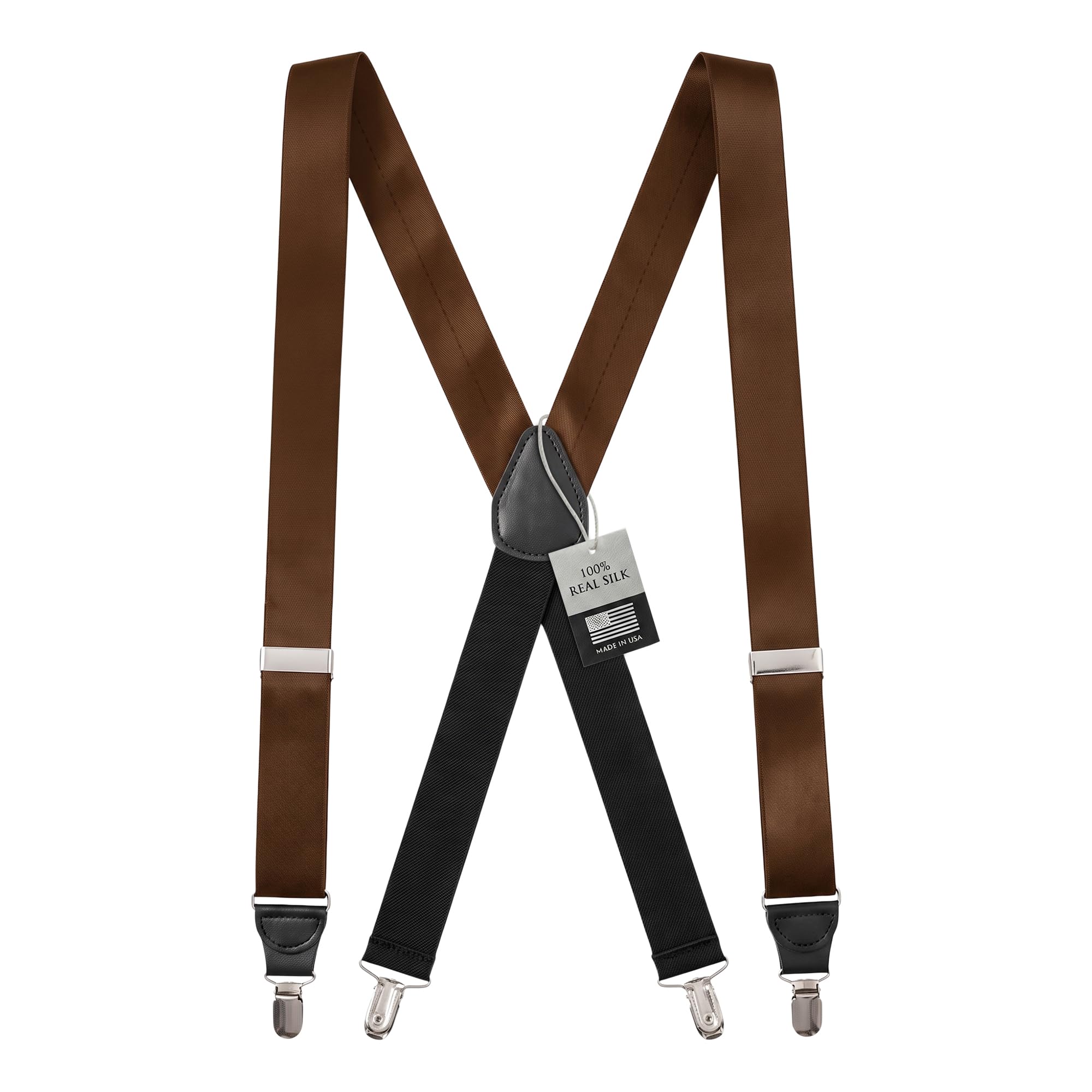 Hold'Em 100% Silk Suspenders for Men Clip End Dress Tuxedo Suspender Made in USA