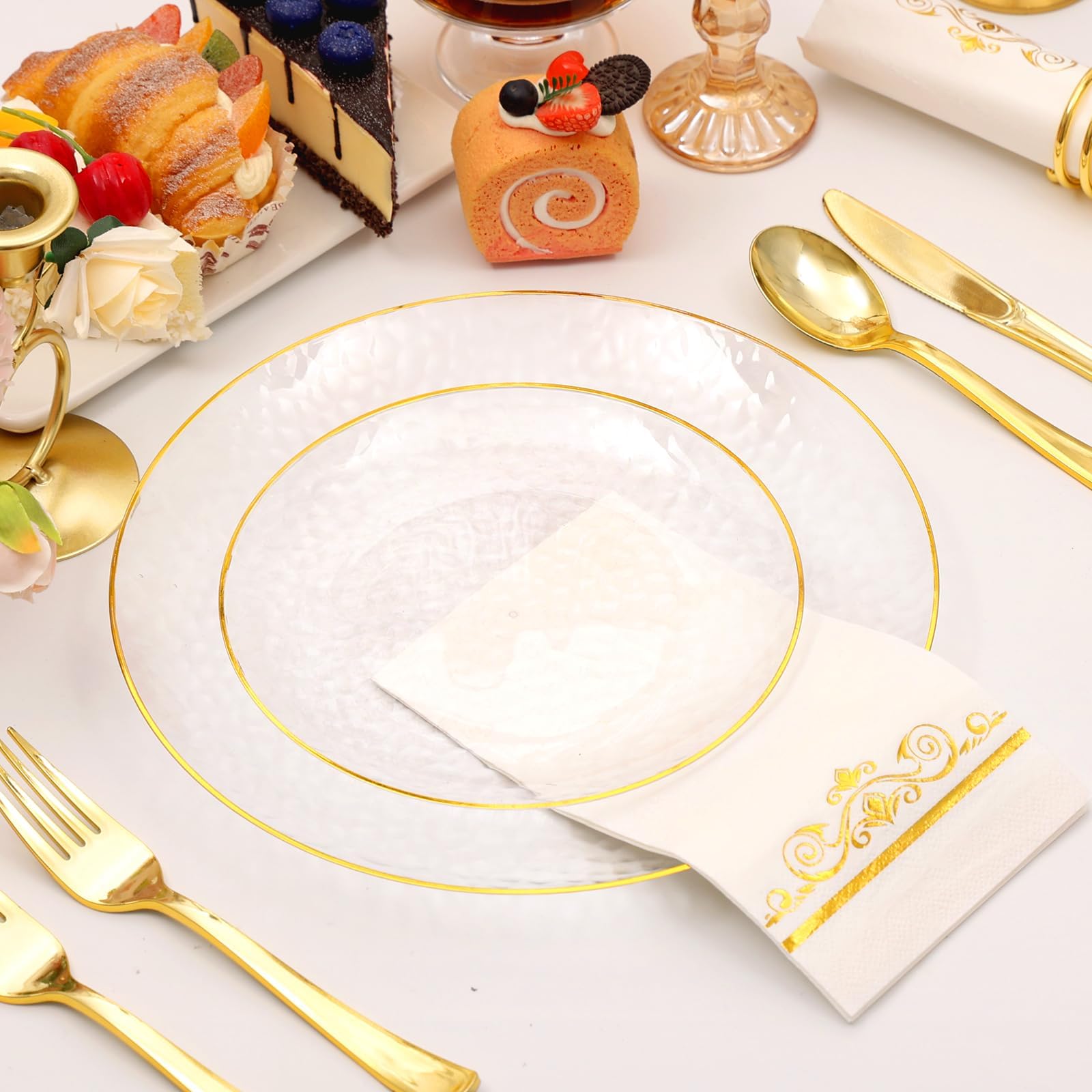 Luxury Disposable Plates - 25 Guest Dinnerware Set -5 Luxury Disposable Plates - 25 Guest Dinnerware Set -5