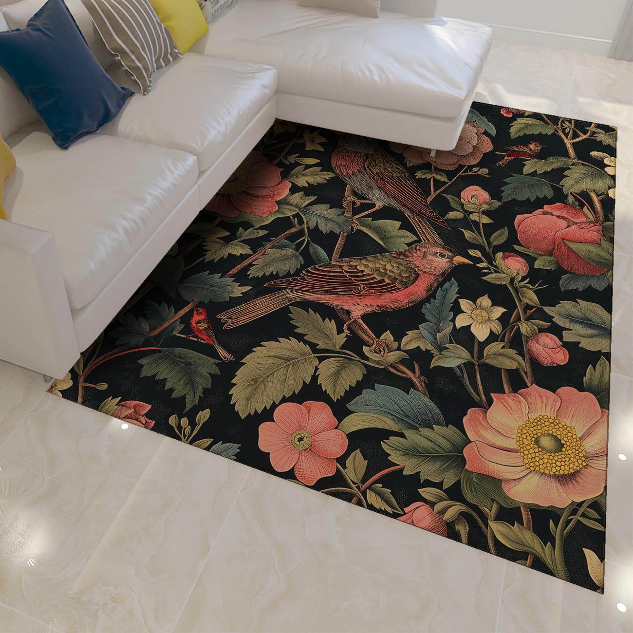Tapis plantes tropicales antidérapant pour sécuriser le salon et décorer une chambre