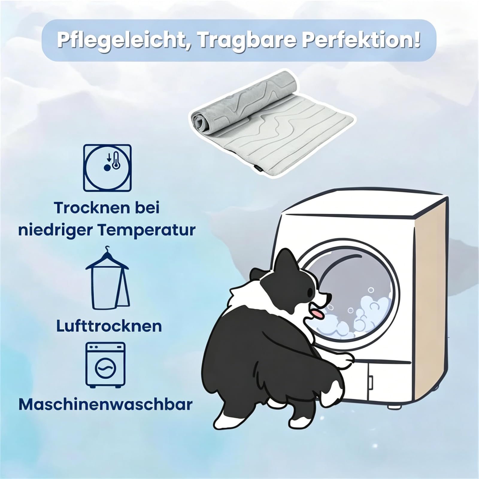 Dr Pfoten Pfotenchill Alfombrilla de refrigeración para mascotas, alfombrilla de refrigeración para perros (XL 50 x 101 cm)