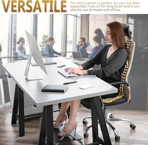 Miniatura 8 de ZONETECH Cojín de asiento con cuentas de madera negra por el coche que masajea el cojín de asiento con cuentas de madera