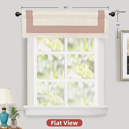 Miniatura 7 de DriftAway Chris - Cortina de lino con patrón de rayas verticales, aislamiento térmico, oscurecimiento de lino, cenefa para ventana, bolsillo para