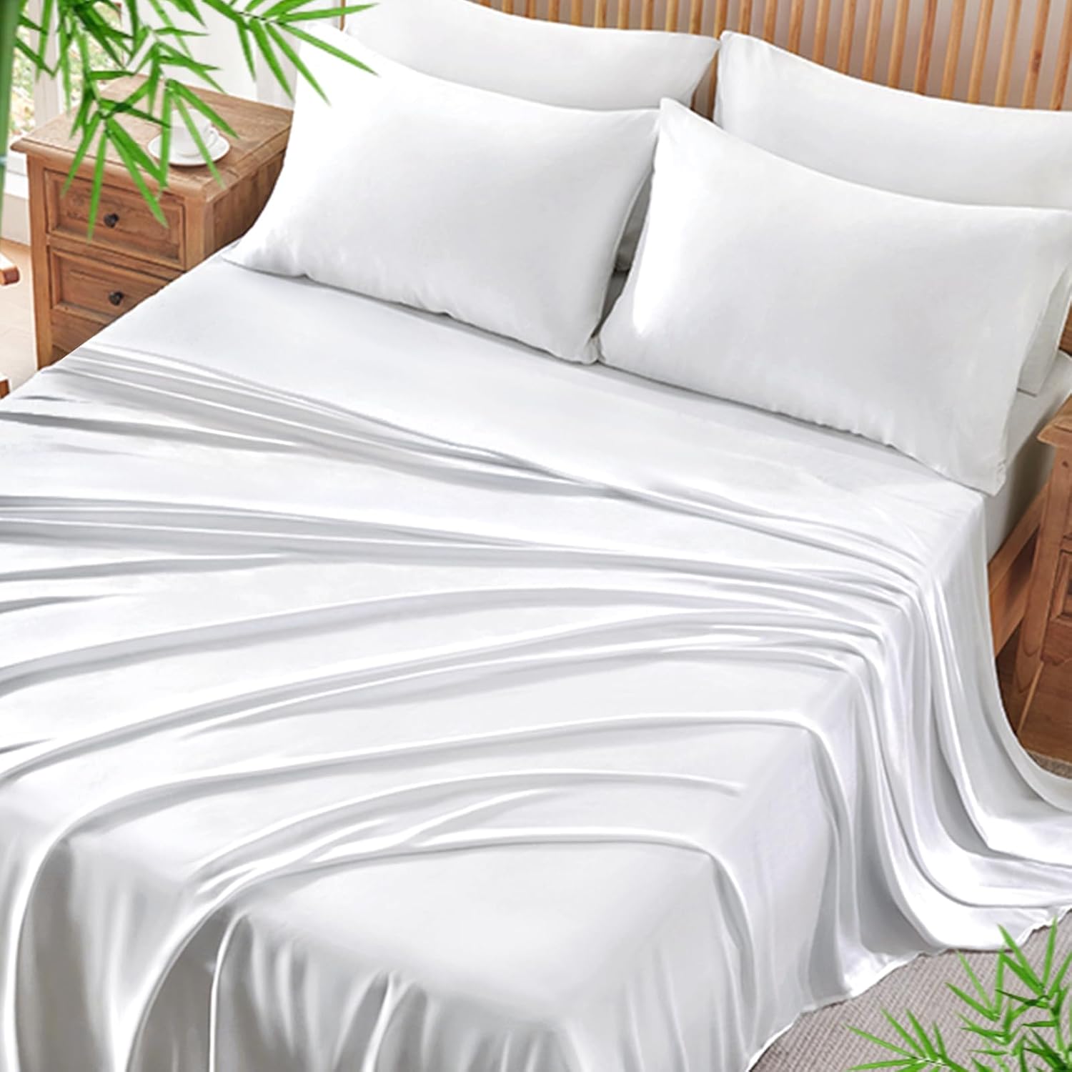 BYSURE Cooling QuickDry Bed Sheets Set 6 Pieces(White