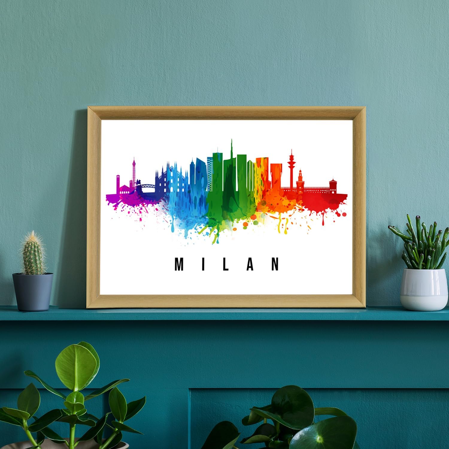 Pera Print Italy Poster, Italy-Milan Poster, Italy Illustration Skyline City Poster, Modern Skyline Poster, Cityscape and Landmark Print, Home-Office Wall Art Decoration