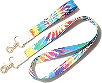 Vista 3 de Cordones para tarjetas de identificación, bonito soporte para tarjetas de identificación, llavero de mano para muñeca para mujer, Teñido anudado