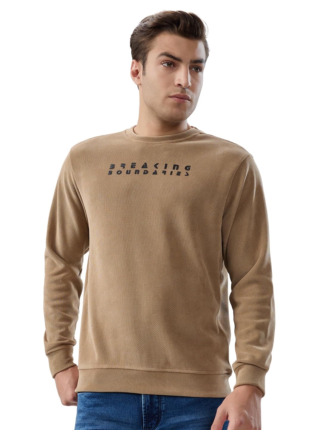 status quo Solid Chest Typography Textured Lightweight Sweatshirt-picture-29