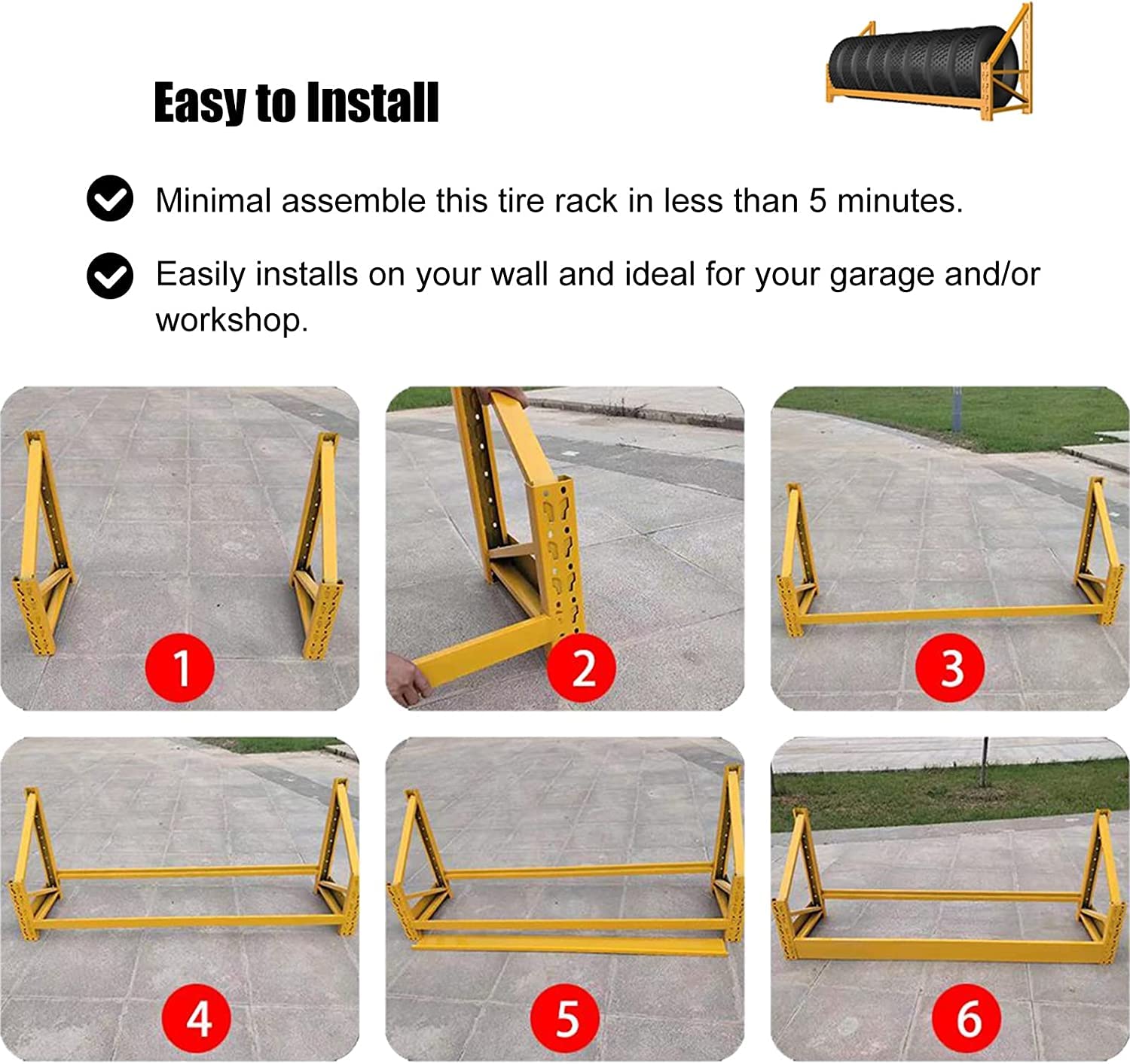 Supporto per Pneumatici ad Alta Resistenza, Supporto da Parete per Pneumatici da Garage/capannoni/Appartamenti, espositore per Pneumatici/Cerchi(120x55x80cm(47x21.7x31.5 in)