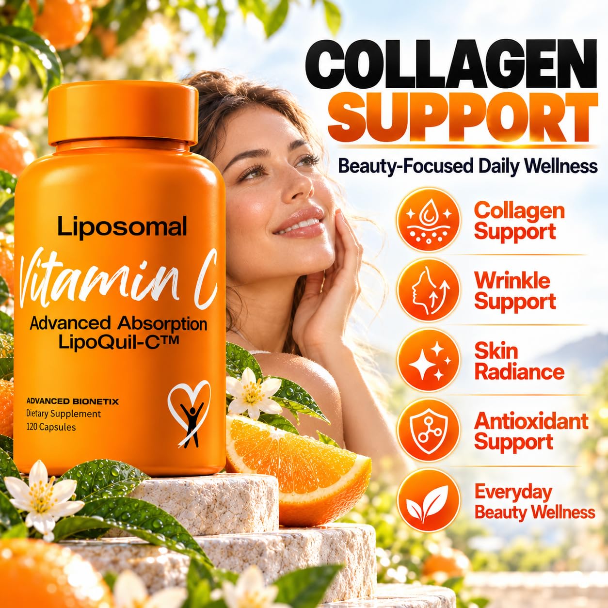 Advanced Bionetix Liposomal Vitamin C Supplement | LipoQuil-C™ Enhanced Absorption Technology | 120 Capsules 1000mg High Dose Fat Soluble Vita C | Immune Support Collagen Support — Amazon image 9