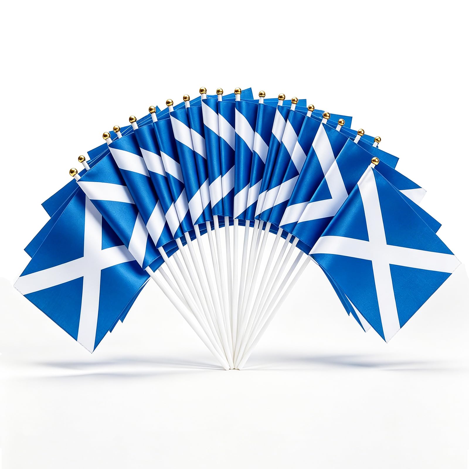 Scotland Flag on Stick 20 Pcs - 21x14cm Scottish Saltire Hand Held Flags Double Sided with 30cm Pole for World Cup decoration 2026, Burns Night, St Andrews Day, Pub Garden Party Decor