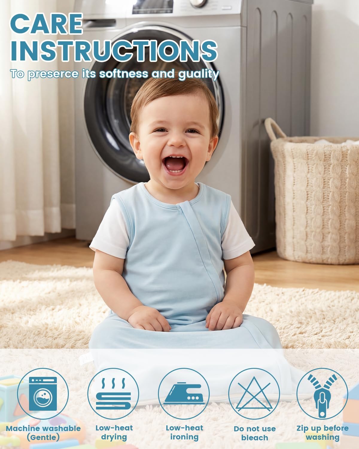 WYTbaby 2Pack Baby Sleep Sack 1.0 TOG, Lyocell Wearable Blanket for 0-24 Months, Breathable Sleeping Bag with J-Zipper