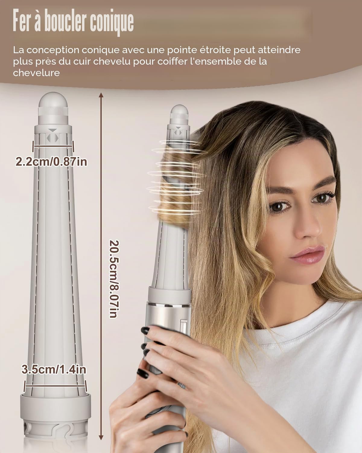 Bigoudi long pour accessoires Shark FlexStyle, bigoudis de 1,9 à 3,6 cm, enroulement automatique avec les deux directions