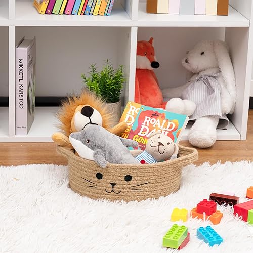 Miniatura 2 de Cesta de almacenamiento pequeña, bonita cesta para juguetes, cesta de juguetes para perros, canasta tejida para organizar, cesta de yute para