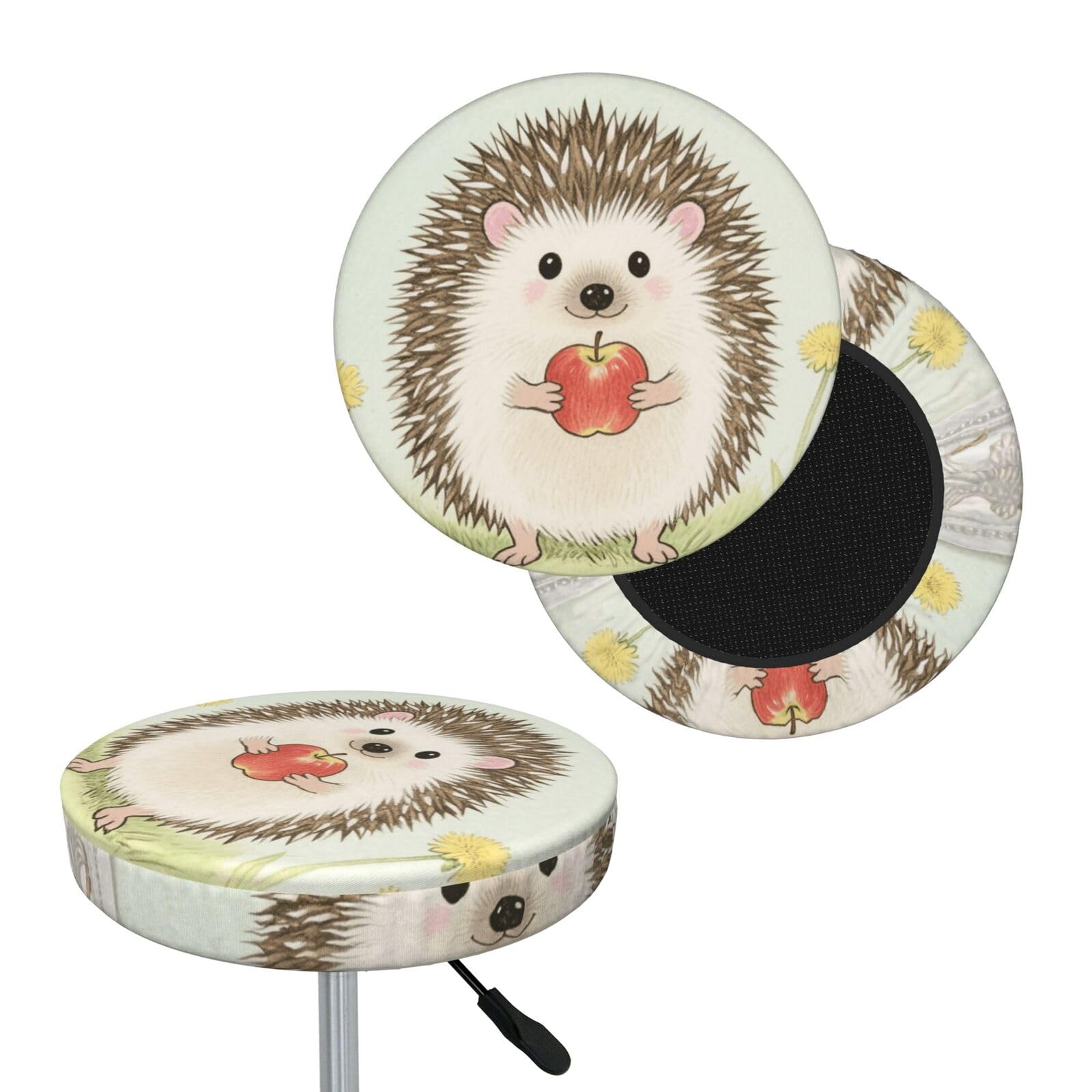 FekiLoot Cute Hedgehog Round Bar Stool Covers Stretch Washable Bar Stool Covers Dustproof Slipcover Bar Chair Covers with Elastic Band for Bar Kitchen Living Room Decor 13 Inch