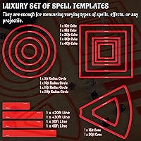 Vista 3 de CZYY Juego de 15 plantillas de hechizos de área de efecto, marcadores de daño AOE con cubo, cono, círculo y línea, accesorios compatibles