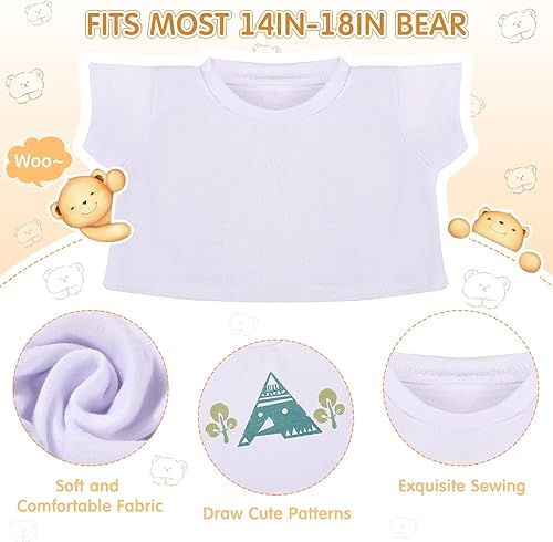 Miniatura 2 de Skylety 12 piezas de camisas de oso de peluche blanco ropa básica clásica blanca de juguete de cuello redondo para muñecas de peluche de 14 a 18