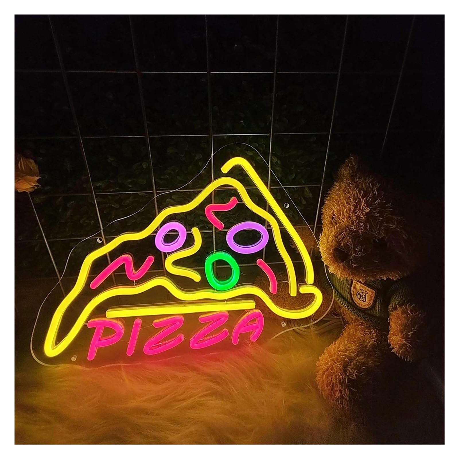 Sign Lamp Pizza Neon Signs Apply to Restaurants Pizzerias Snack Shops, Shop Rooms, Decorations Make Your Store More Attractive 49X35cm(B)