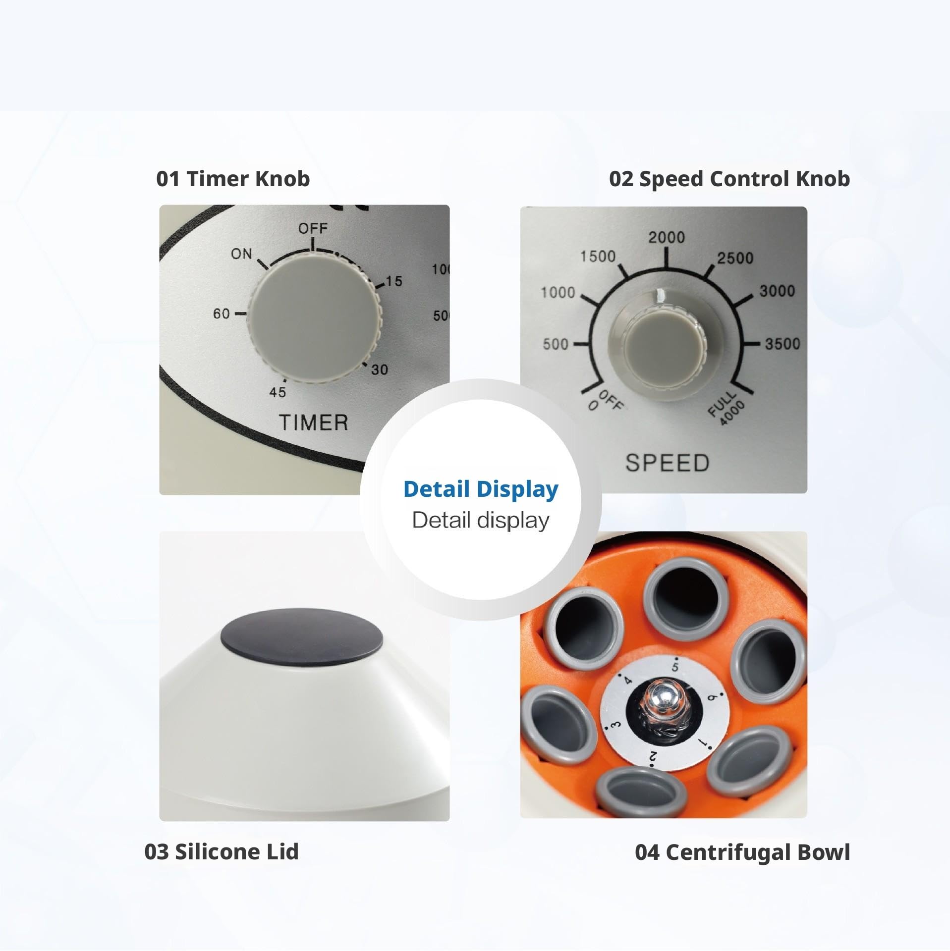 Centrifugadoras De Lab De Baja Velocidad 4000RPM Centrífuga De Sobremesa Eléctrica Con Temporizador Y Control De Velocidad 6×5–10ML Funcionamiento fluido(800D)