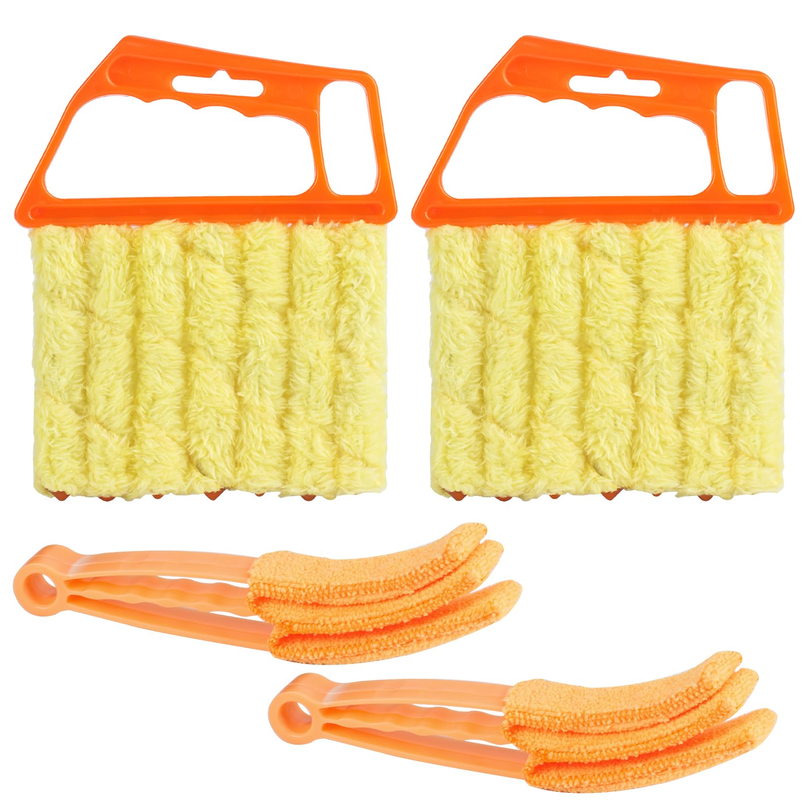 4Pcs Window Blind Cleaner Duster Tools, Shutter Cleaner Brush, Microfiber 7 Finger Venetian Blind Duster Tool for Window Shutters Air Conditioner Vinyl Wood Blinds Cleaner Tool