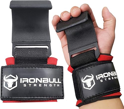 Iron Bull Strength Ganchos de acero para levantamiento de pesas (par)  Correas de muñeca resistentes  Correas de levantamiento de pesas para