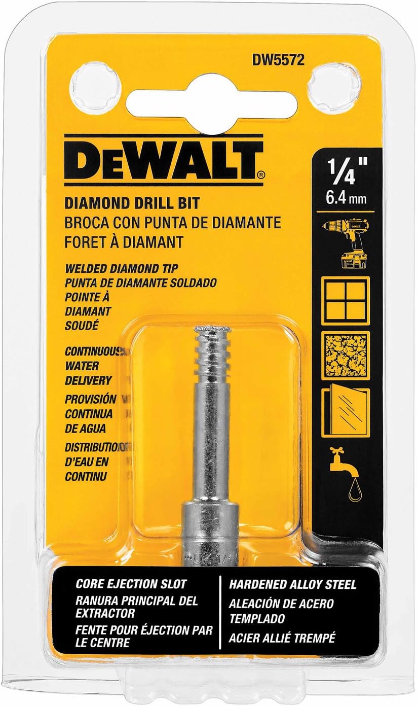 DEWALT Tile Drill Bit, Diamond Tip, 1/4Inch (DW5572) Jobber Drill