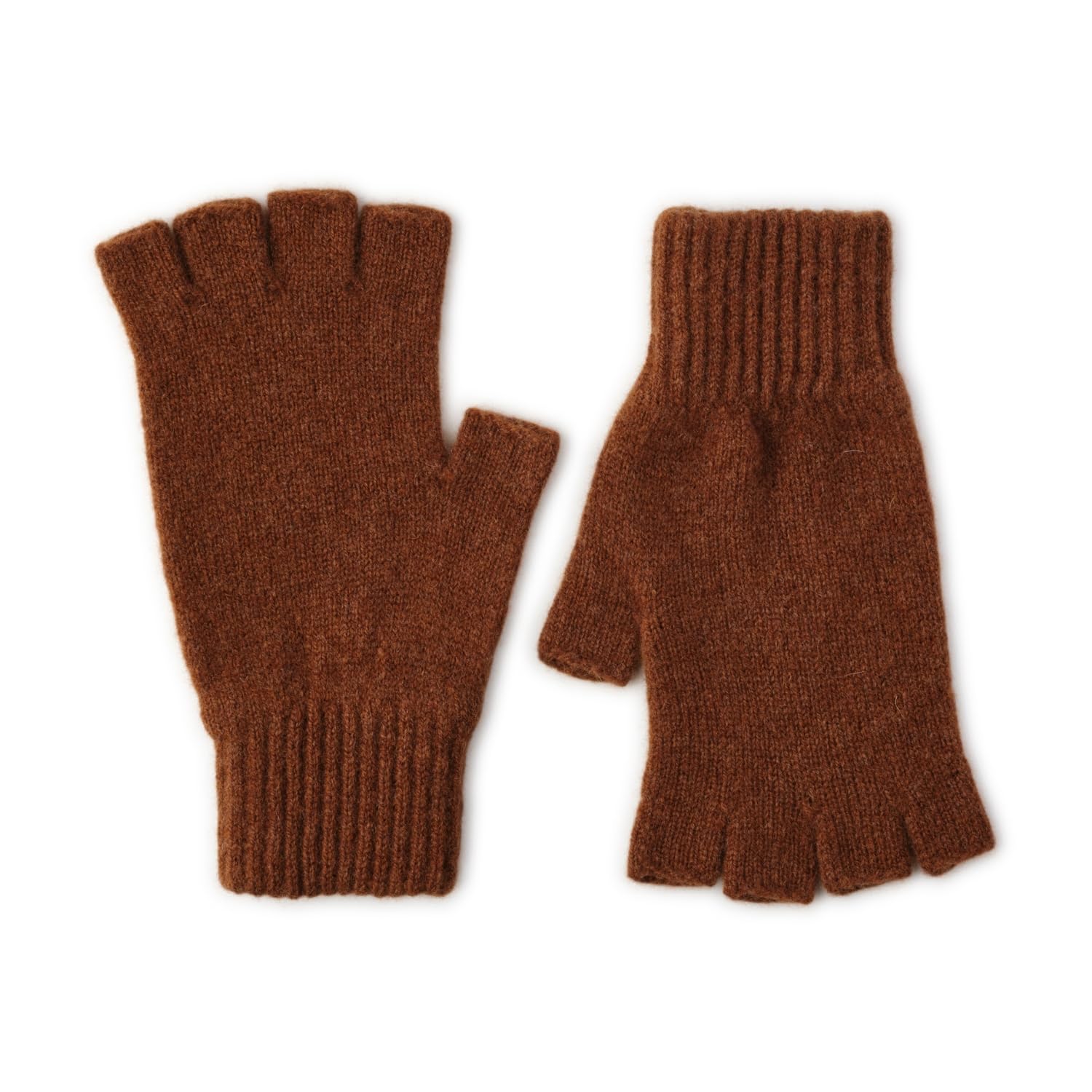 The Cashmere Choice Women's Brown Lomond Lambswool - Fingerless Gloves - Iona (Brown)
