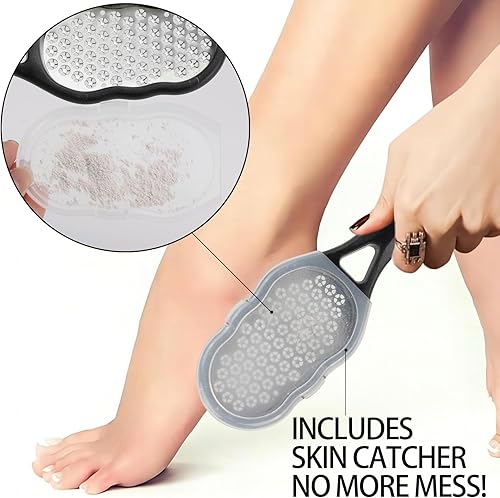 Miniatura 4 de 2 limas de pies con recolector de piel, raspador de pies de acero inoxidable, removedor de callos, pedicura, rallador de pies, limpiador de piel
