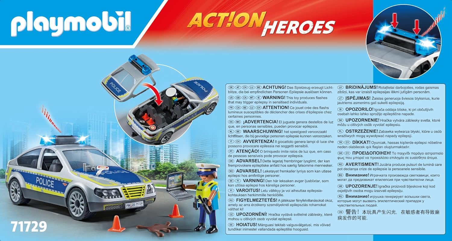 Playmobil | Action Heroes | Voiture de Patrouille de Police | Voiture de Police | Voiture Jouet | Jouet pour Enfants à partir de 4 Ans | 71729