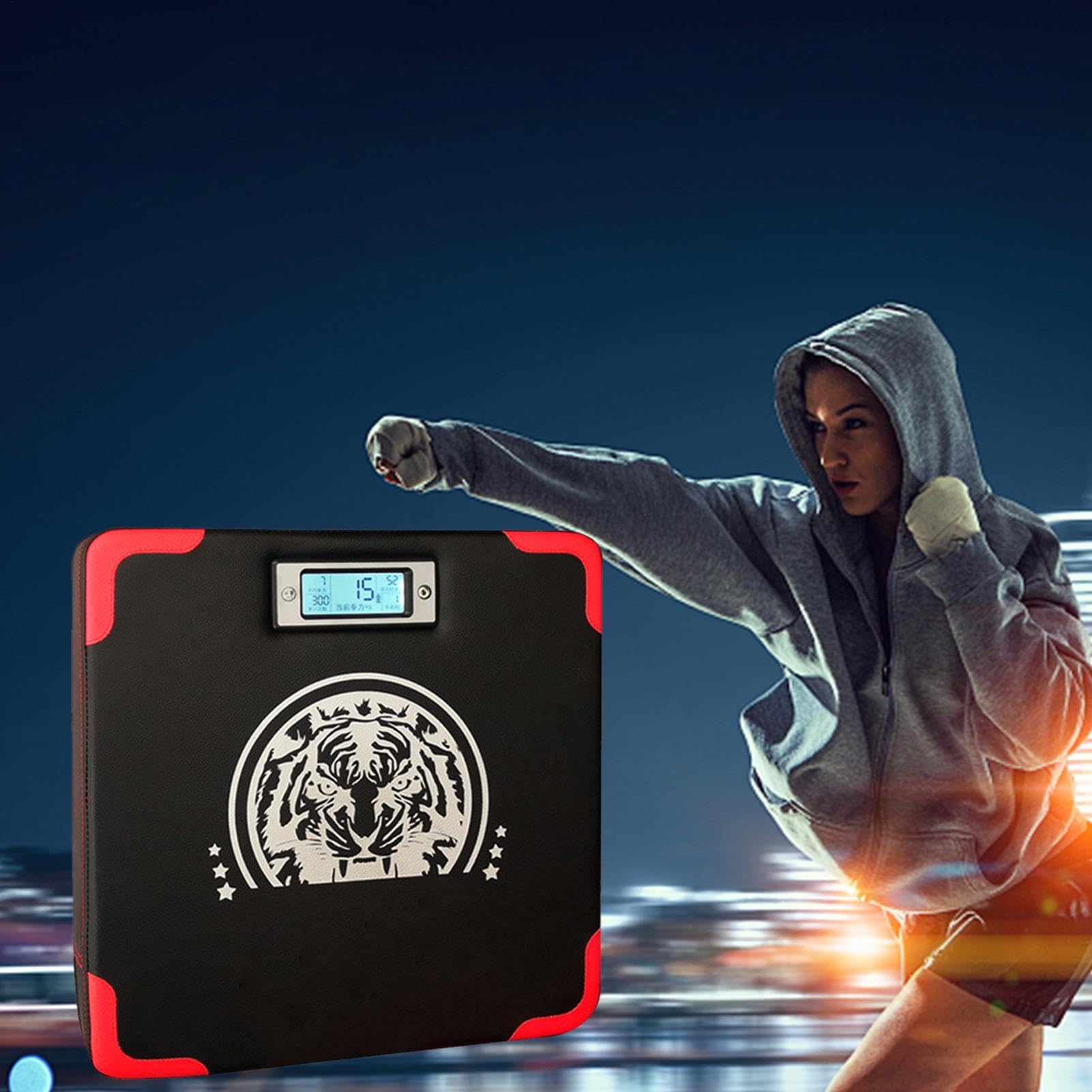 Tester di forza di boxe - Tester di forza pugilato Punch | Punch Force Testing Machine, Test di resistenza Sacchetto di pugno con contatore di visualizzazione LED, allenamento di boxe regolabile in