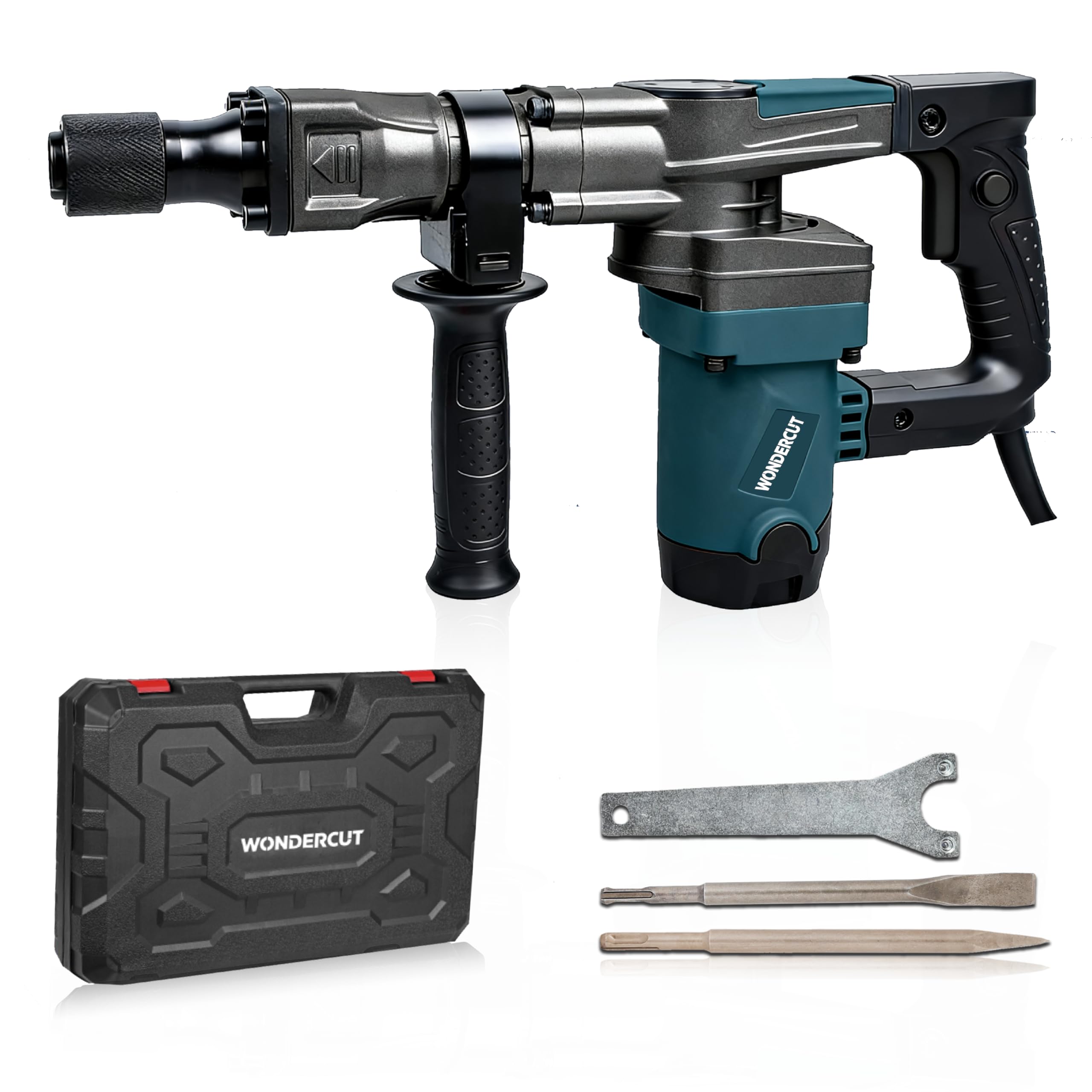 WONDERCUT WC-DHP-006-B Demolition Hammer with 35mm Cylinder, 100% Copper, 20J Force | 1500 Watts, 3800 BPM with 2Pcs 17mm Hex Chisels,Spanner & BMC Box | Concrete & Masonry Breaker |Blue & Grey-image-40