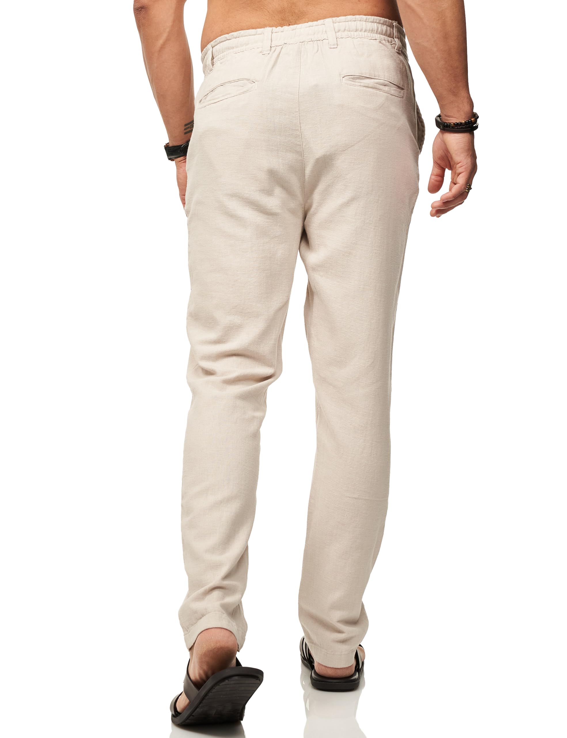 behype. Herren Leinenhose im Chino Hosen Stil mit Elastischem Bund & Kordel als Luftige Stoffhose - Chinohose Sommerhose für Männer
