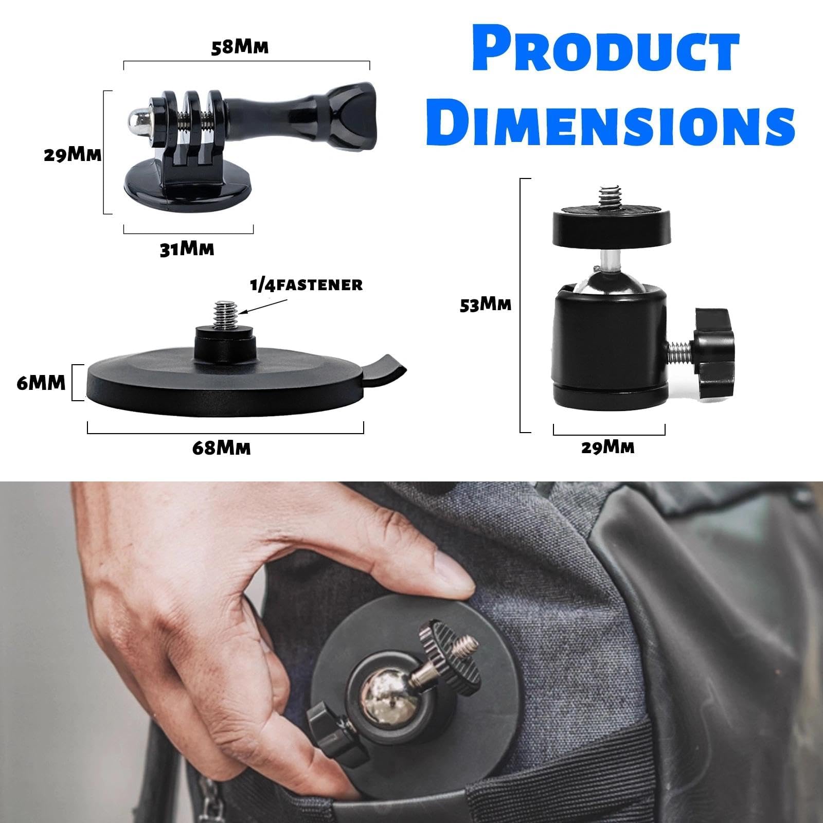 Support Magnétique Universel Pour Caméras Blink, GoPro, DJI - 68mm, 360°, Fixation Puissante - 8