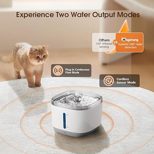 Miniatura 4 de Fuente de agua para gatos, fuente de agua inalámbrica para mascotas de 100 oz3 L, funciona con pilas, fuentes de agua para gatos en interiores con