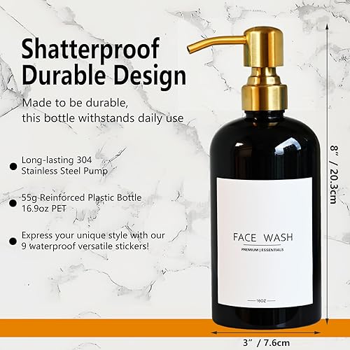 Miniatura 3 de Juego de 3 dispensadores de champú y acondicionador de lujo, modernas botellas de jabón de ducha recargables con bomba de acero inoxidable,