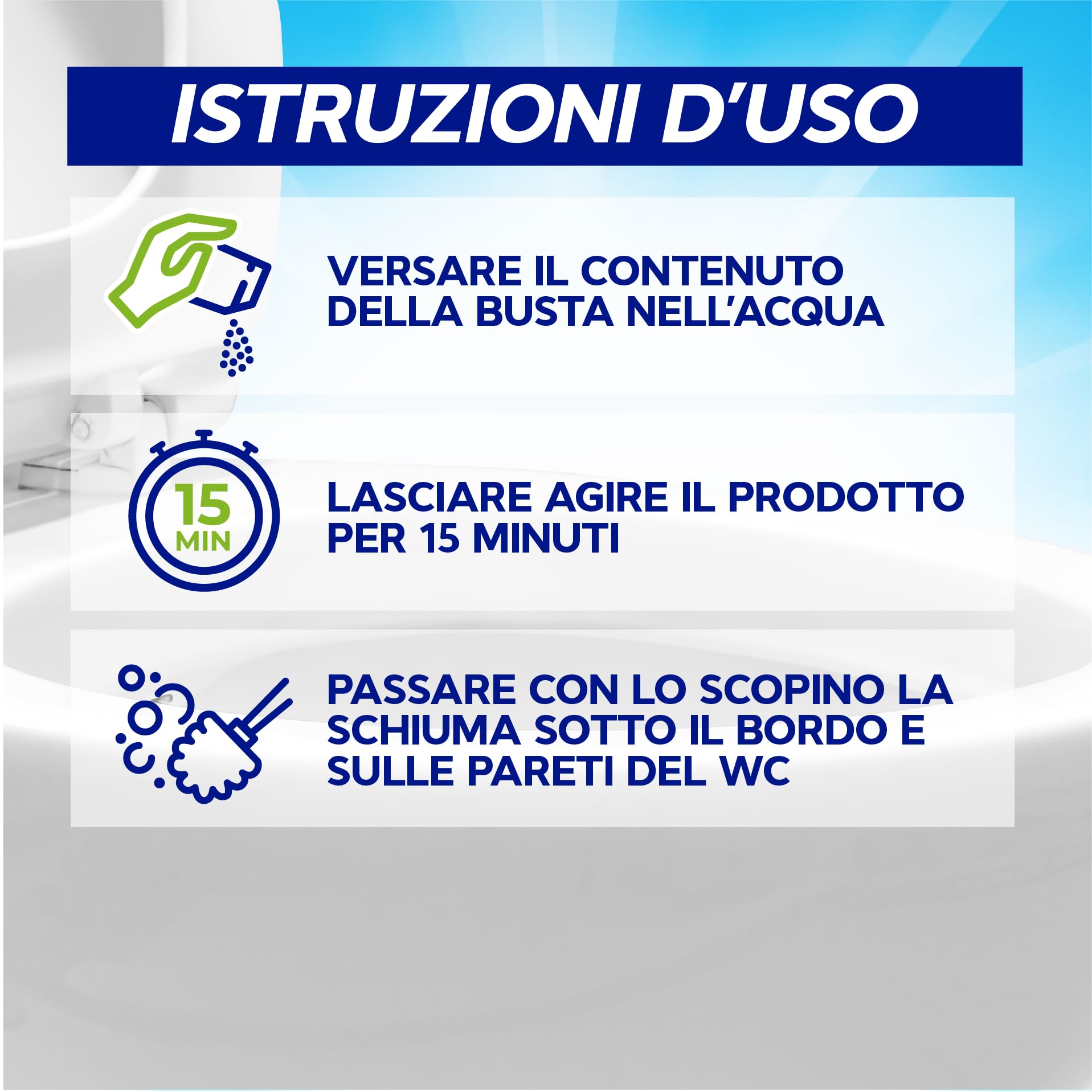 Wc Net - Energy con Candeggina, Detergente Igienizzante in Polvere per WC, Schiuma Autopulente con Azione Sbiancante, 4 Buste x 12 Confezioni