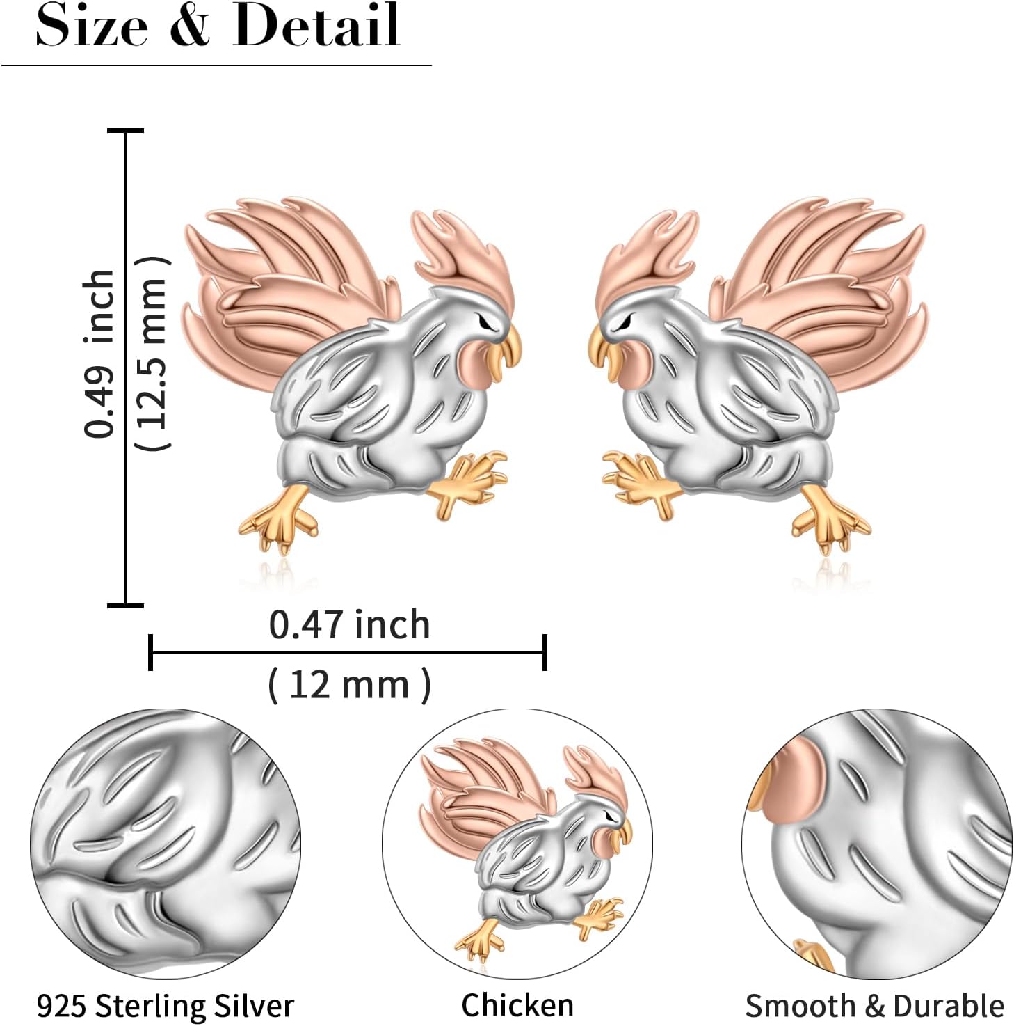 Yearace Animal Stud Earrings for Women 925 Sterling Silver Highland Cow Capybara Robin Bird Cat Bunny Stud Earrings Cute Animals Jewelry Gift for Women Girls - Image 4