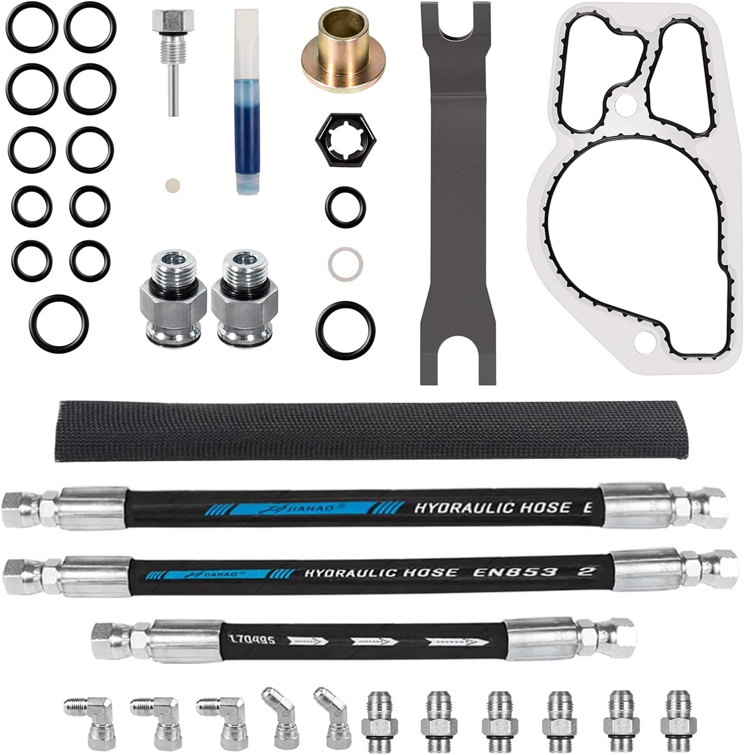 High Pressure Oil Pump HPOP Hoses Lines Kit & Crossover Line & Master Service Kit for Ford 7.3L Powerstroke Diesel engines F-series E-series Excursion 1999 2000 2001 2002 2003