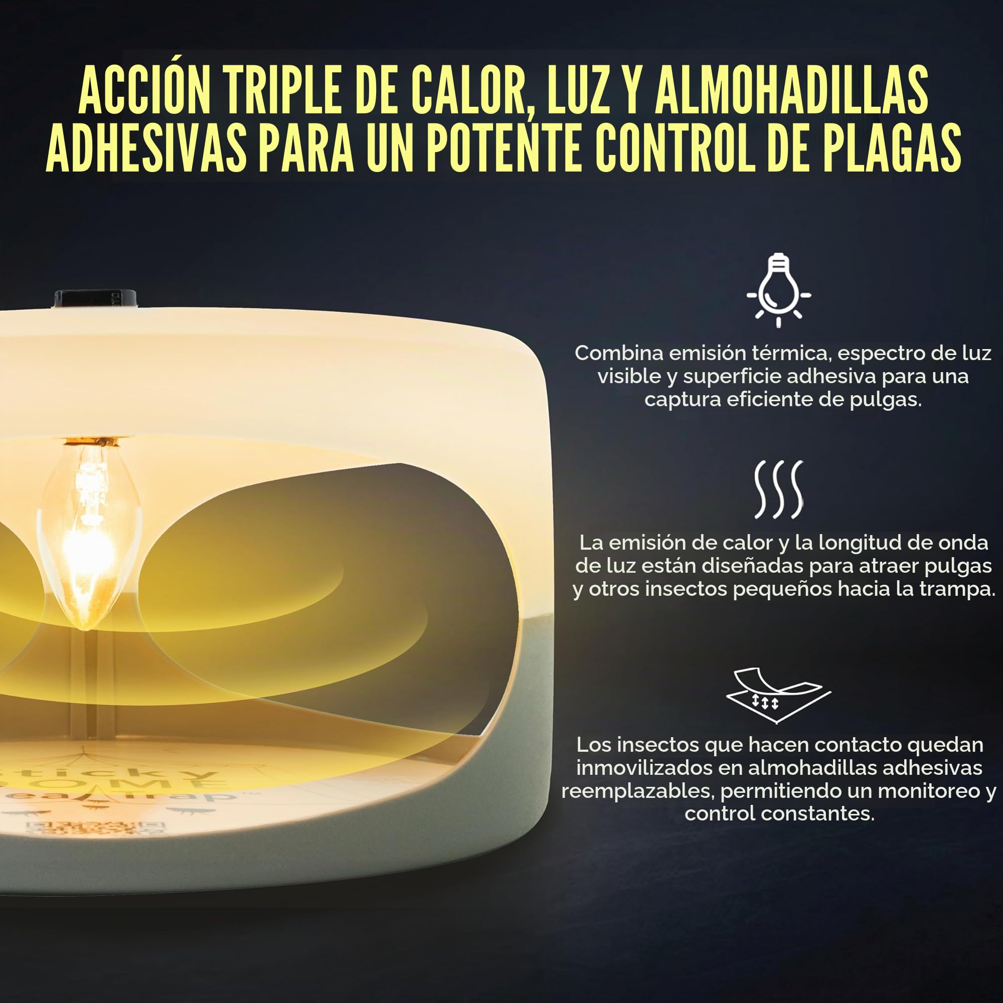 ASPECTEK Trampa para Pulgas, Sticky Dome™ Paquete de 2 Discos Adhesivos Uso en Interiores, Repelente Insectos - Repelente pulgas Humanos, Libre de Químicos, lampara antipulgas