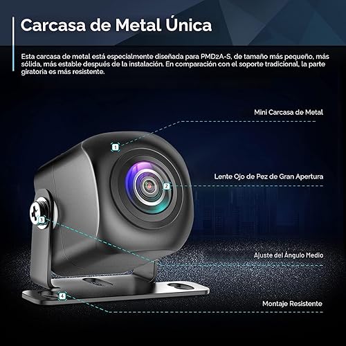 Miniatura 2 de PixelMan Cámara de respaldo, AHD 1080P de metal de 170 grados gran angular cámara de retrovisión trasera, PMD2A-S visión nocturna transparente IP69