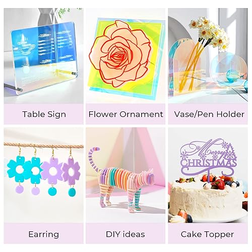 Miniatura 2 de xTool Hojas acrílicas, hojas de plexiglás amarillo pastel de 18 pulgadas de grosor, 3 paquetes de 12 x 12 pulgadas, paneles de plástico opacos y