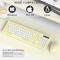 Vista 8 de Combo de teclado y mouse inalámbricos, teclado inalámbrico de tamaño completo y mouse DPI ajustable, receptor USB de 2.4 GHz, teclado y mouse