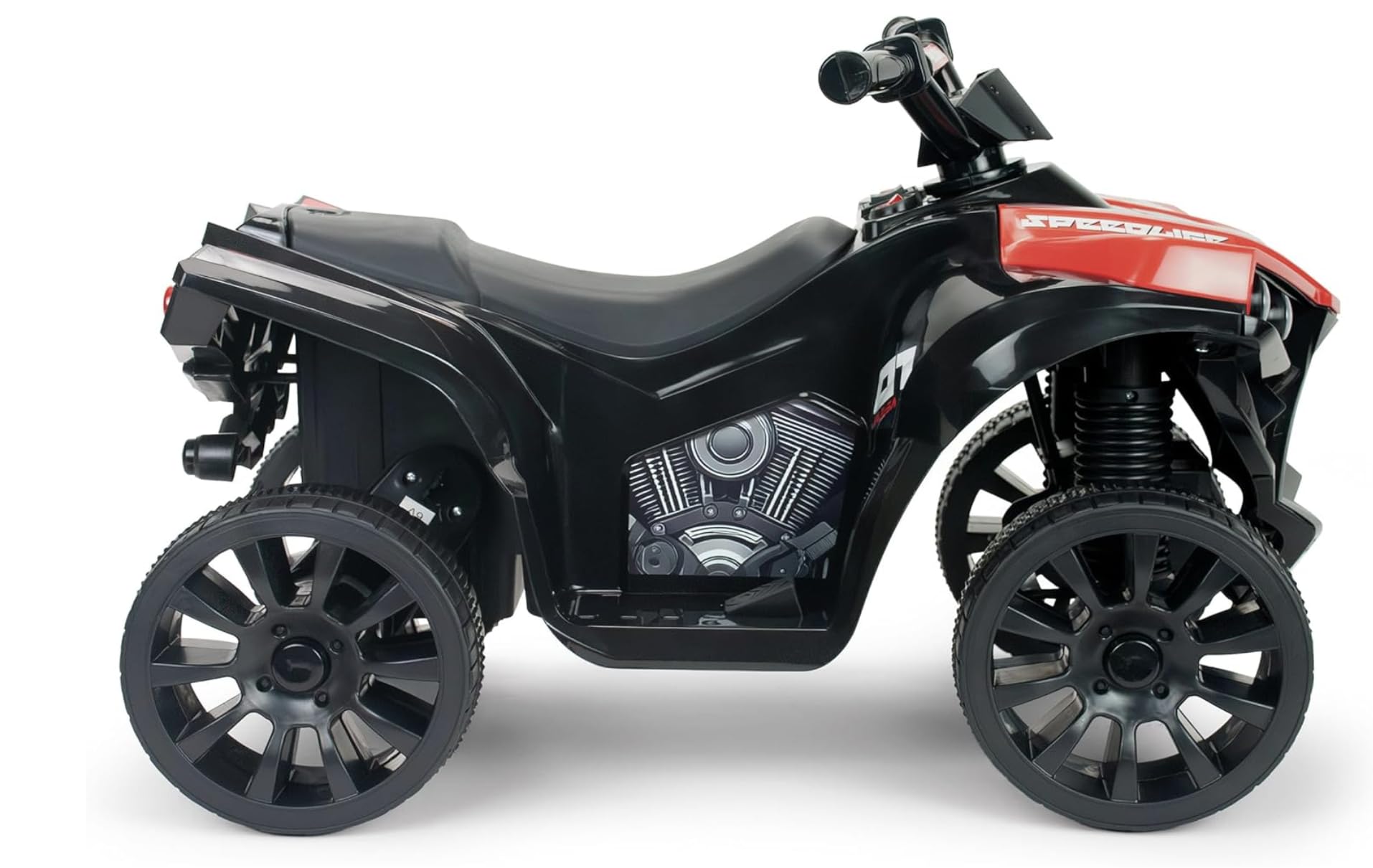 Quad Eléctrico Infantil 6V Rojo - Quad Racing para Niños +18 Meses con Marcha Atrás + Luces LED + Sonidos + Pedal Acelerador + Freno Eléctrico - Vehículo Eléctrico Niño Niña - INJUSA